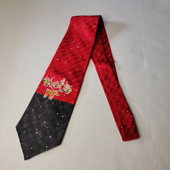 Cool Yule Hallmark Design Collection- Christmas Tie- Deer Lg Antlers- All Silk - Picture 3 of 4
